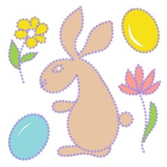 rabbit, bunny, easter, animal, vector, cartoon, card, illustration, baby, design, egg, hare, cute, happy, holiday, pet, toy, love