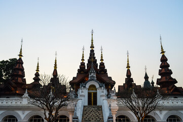 Ancient Lanna Architecture, in sunset at Dhara Dhevi Chiang Mai, Northern Thailand