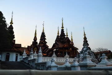 Fototapeta premium Ancient Lanna Architecture, in sunset at Dhara Dhevi Chiang Mai, Northern Thailand