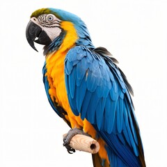 Fototapeta premium Vibrant Blue and Yellow Macaw Parrot Isolated on White Background.