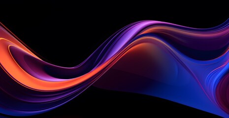 Abstract 3D colorful fractal wave background. Blue purple and orange swirling. 