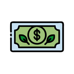 Eco friendly banknote with leaf symbol, representing