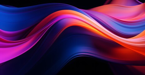 Abstract 3D colorful fractal wave background. Blue purple and orange swirling. 