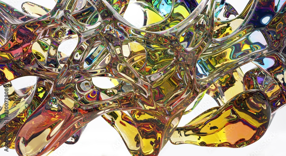 Poster glass abstractions with play of light create the effect of chromatic dispersion