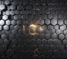 Hexagonal metal background with subtle shimmering light effects,  light,  glow