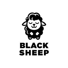 cute playful black sheep goat logo design