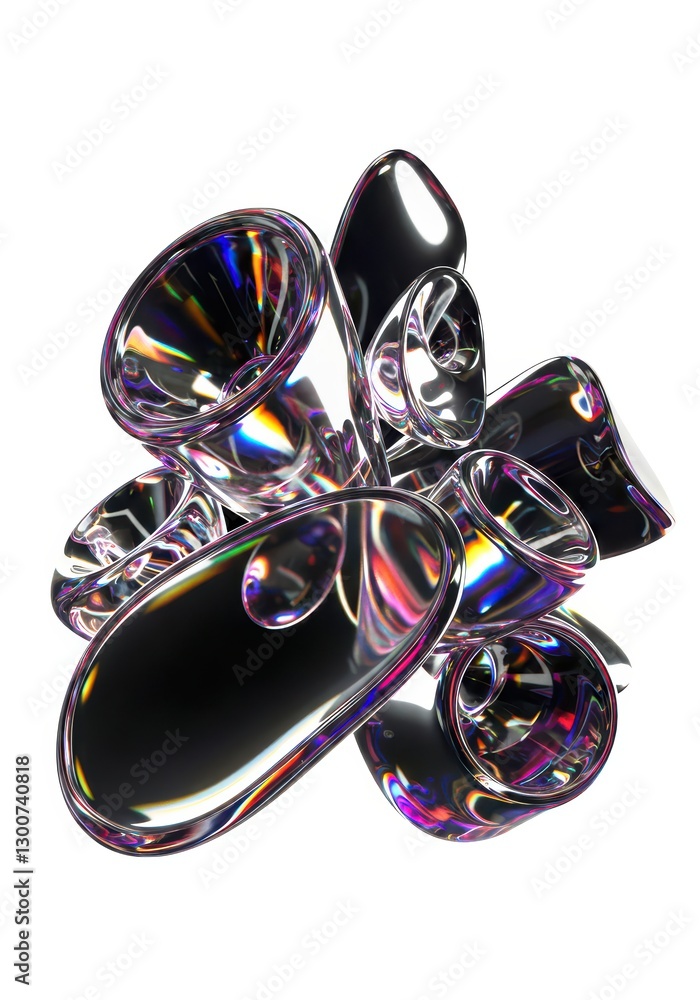 Poster glass abstractions with play of light create the effect of chromatic dispersion
