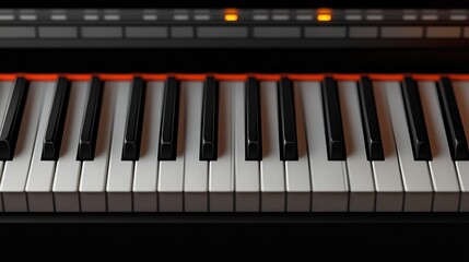Piano keys illuminated in warm light during a musical practice session in a cozy studio
