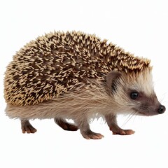 Fototapeta premium Adorable Hedgehog with Spiny Back Isolated on White Background.