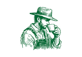 Farmer hand drawn sketch illustration vector