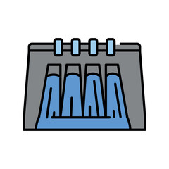 Hydroelectric power plant color line icon.