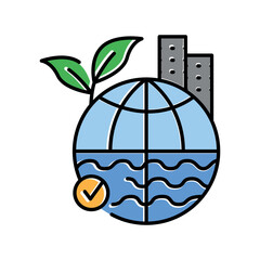Fototapeta premium Climate adaptation strategies color line icon.