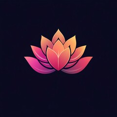 Radiant Lotus Blossom: A vibrant, stylized logo design featuring a gradient pink and orange lotus flower against a dark background.
