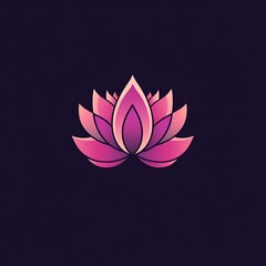Serene Pink Lotus Blossom on Midnight Blue: A Captivating Abstract Logo Design