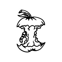 Cute Apple Core Hand Drawing Illustration