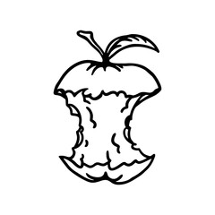 Cute Apple Core Hand Drawing Illustration
