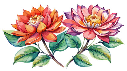 Obraz premium Ashoka Flowers Watercolor Illustration on White or Transparent Background. Perfect for: Indian Festivals, Weddings, Religious Events