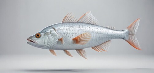 Illustration of a single fish isolated against white background,  icon,  seafood,  simple