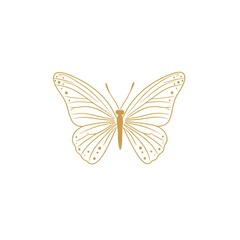 Fototapeta premium Elegant Golden Butterfly: A Minimalist Line Art Logo Design for Handmade Gifts