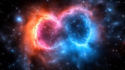 Cosmic Nebula Heart Shaped Intertwined Red Blue