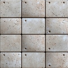 Concrete tiles arranged in a neat pattern on a solid surface.