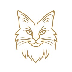 Obraz premium Elegant Golden Cat: Minimalist Line Art Logo Design. Perfect for pet brands, handmade crafts, or stylish home decor.
