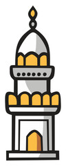Islamic mosque tower. Editable color vector