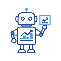 Obraz premium friendly robot holding chart showing growth trends