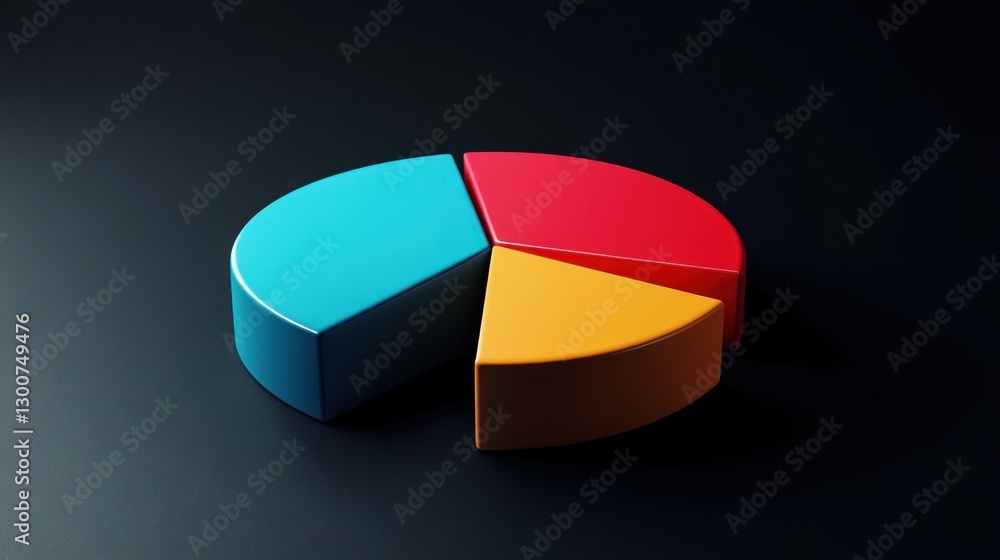 Poster abstract 3d pie chart: data visualization in vibrant hues