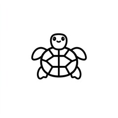 Adorable Happy Turtle: Minimalist Line Art Logo Design for Handmade Gifts