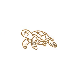 Fototapeta premium Adorable Golden Line Art Sea Turtle, gracefully swimming, minimalist design, perfect for nature-themed gifts.