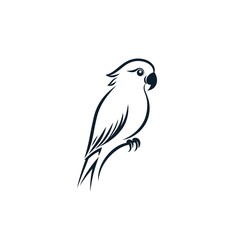 Fototapeta premium Elegant Parrot Line Art: A Minimalist Design for Handmade Gifts, Logos, or Decor