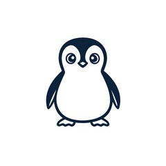 Obraz premium Adorable Penguin: A Minimalist Line Art Logo Design, Perfect for Children's Products or Winter Branding