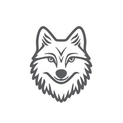 Fototapeta premium Majestic Wolf Head: Minimalist Line Art Design. A captivating emblem of wildlife, strength, and wild beauty.