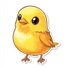 Adorable cartoon chick, bright yellow feathers, big eyes.  Perfect for children's books or springtime designs!