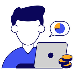 Remote working icon in flat design available for instant download