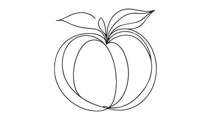 Continuous one single minimal line drawing apple