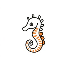 Naklejka premium Adorable Striped Seahorse: A Minimalist Line Art Design. Perfect for kids' products, branding, or whimsical decorations.