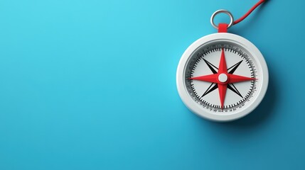 Guidance and Direction: A Red Compass on a Blue Background