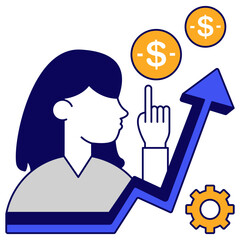 A flat design icon of financial growth chart
