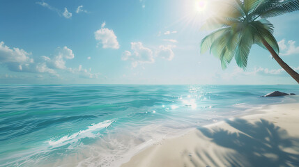 Fototapeta premium tropical beach with palm tree