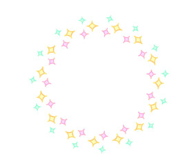 カラフルな星の丸いフレーム　きらきら