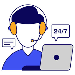 A colored design icon of customer service representative
