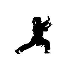 Women judo pose black color vector