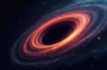 Glowing black hole in space with vibrant accretion disk