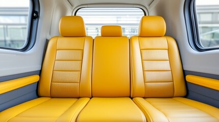 Mustard Yellow Leather Vehicle Seats with Gray Accents
