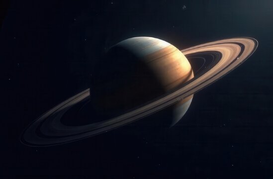 Majestic saturn with rings in deep space - Powered by Adobe