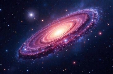 Fototapeta premium Colorful spiral galaxy with bright star and nebula background