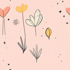 flower seamless tile, pink background pattern
