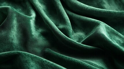Luxurious emerald green velvet fabric draped in soft folds